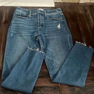 LOFT skinny jean size 28/6 frayed hem button fly
